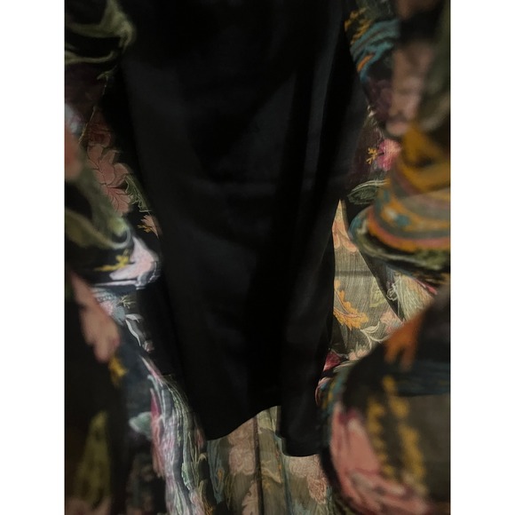 Xhilaration Womens Floral Paisley Maxi Dress Black Pink Ruffle Strap Size Medium - Picture 5 of 6